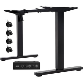 Електричний регульований стіл Flamaker з телескопічною основою (чорний) з пам'яттю