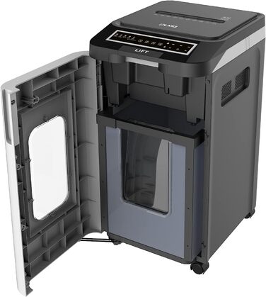 Шредер Aktenvernichter P5 з автоподачею, 350 аркушів, 19L кошик, тихий (65dB), частковий та рес-різ, автоматичне вимкнення