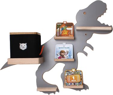 Полиця BOARTI Tigerbox Dino маленька сіра підходить для tigerbox Touch і 18 тигрових карт, дитяча полиця для ігор і колекціонування