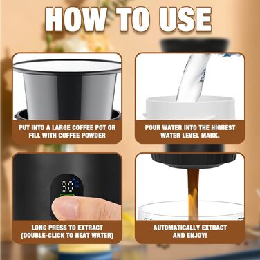 Портативна кавомашина 3-в-1 DAJASD з дисплеєм, 12V, USB, для кави в зернах та капсул - ідеальна для подорожей, кемпінгу та авто