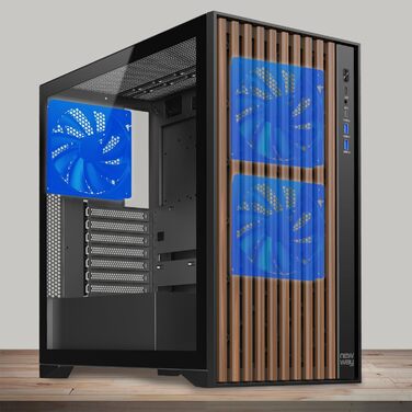 Корпус для ПК NEWWAY NW1 2024, дерев'яний, середній Tower, ATX/Micro-ATX/ITX, 3x140 мм PWM вентилятори, USB Type-C, скляна бокова панель, білий