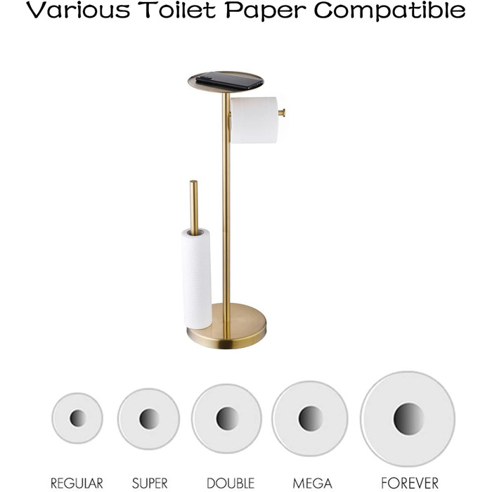 Підлоговий тримач для туалетного паперу Beelee 65,5 см матово-золотистий