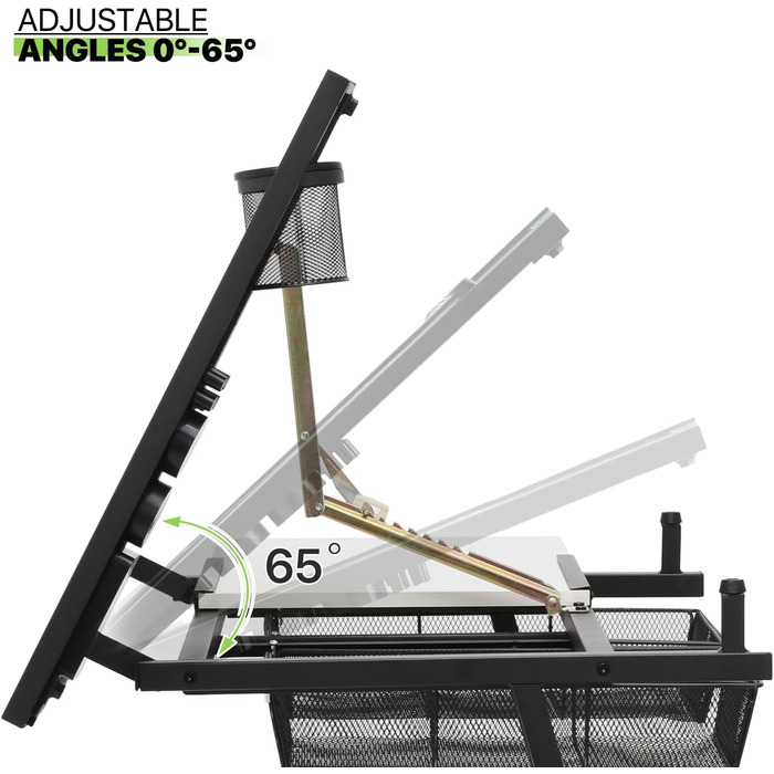 Набір мольбертів Magshion: регульований стіл для художника з нахиленою дерев'яною стільницею, стілець та 2 висувними ящиками для зберігання. Підходить для дому, офісу та школи (білий/чорний)