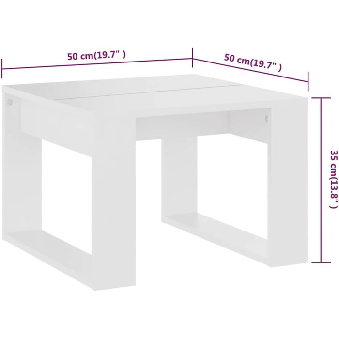Журнальний столик Стіл для вітальні Журнальний столик Журнальний столик Стіл для чайного столика Меблі для вітальні 50x50x35см Інженерна деревина (білий)