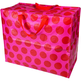 Гігантська сумка для покупок, перероблена сумка для покупок, гігантська сумка, універсальна сумка (каток з червоним прожектором в горошок)