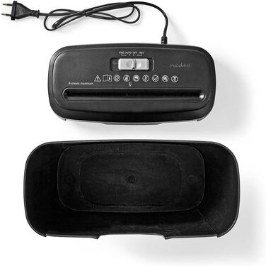 Шредер для паперу 6x A4, 10 літрів, DIN 2-190 W, чорний