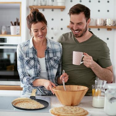 Сковорода для крепів та млинців JEETEE 24 см з антипригарним покриттям, ручка з бакеліту, сумісна з усіма плитами, без PFOA, сіра