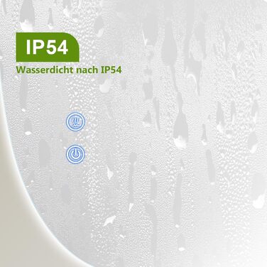 LED дзеркало для ванної кімнати з підсвічуванням, 70 x 50 см, холодний білий світ 6000K, енергозберігаюче, диммер, антизапар,