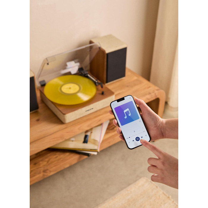 Програвач вінілових платівок з Bluetooth, USB, SD, MicroSD, MP3, темне дерево, PRO, салатовий