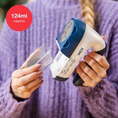 Електричний видалення ворсу Solac | 3 рівні гоління | Знімний контейнер | Портативний | Клинок з нержавіючої сталі | Зарядний пристрій або батарейки | Широкий зріз | Автоматичне гоління