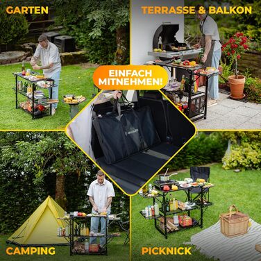 Зручний складаний гриль-стіл Outdoor для відпочинку на природі | Стіл для гриля, балкона, кемпінгу, саду | Складаний гриль-комплект з алюмінію, стійкий до корозії, витримує до 50 кг, з сумкою