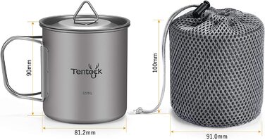 Титанова кружка для кемпінгу Tentock 420 мл