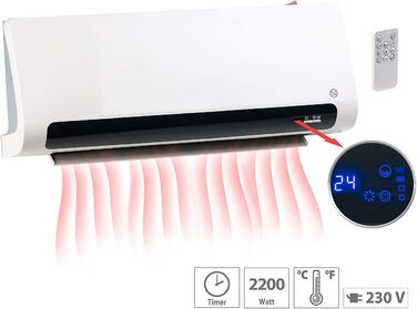 Керамічний настінний обігрівач з цифровим терморегулятором, коливання, 2 200 Вт (настінний вентилятор, електрообігрівач, тепло взимку)