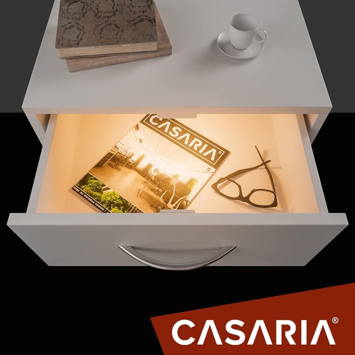 Набір тумбочок Casaria 54x39x8см LED Wood 3 ящики Пружинне ліжко Спальня Журнальний столик сірий