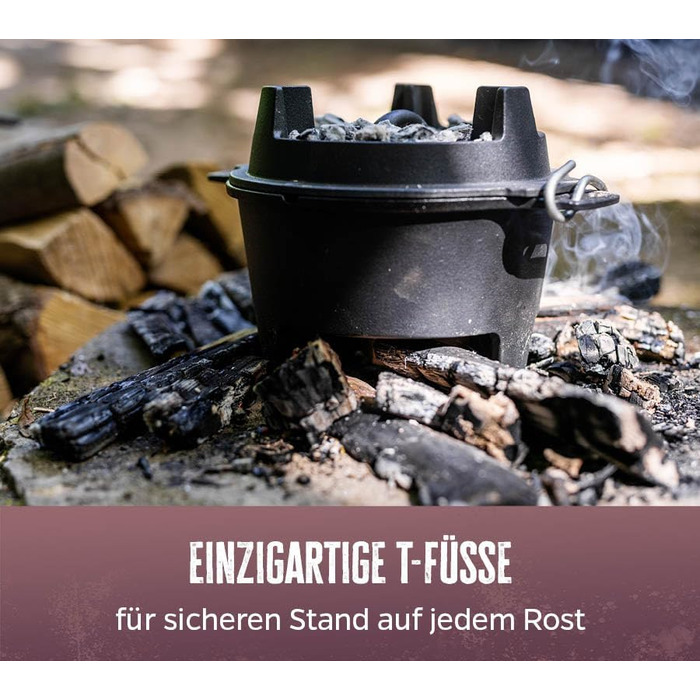 Набір голландської печі Grillfürst Dutch Oven BBQ DO 9 (9 л) з кришкою 35 см, підставкою, очищувачем та пастою для догляду + 2 шт. голландська піч Grillfürst DO 12 XXL