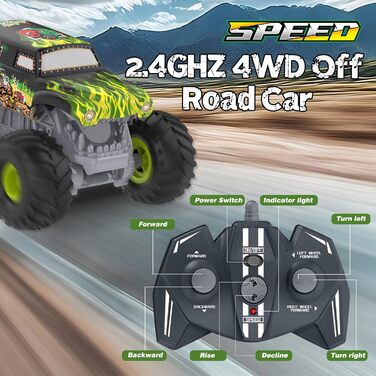 RC Автомобіль Feimuosi 1:18 позашляховик, 2.4GHz, 2 акумулятори, 20 км/год, світлодіоди, армійський зелений - іграшка для дітей та дорослих