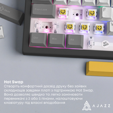 Дротова механічна клавіатура Ajazz AK650 Moon Yellow switches Gray White Yellow (AK650-MY-GWY)