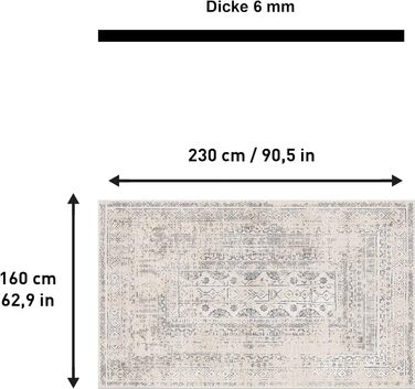 Друкований килим Шеніл друк машинного виготовлення см, миється килим вітальня, старовинний килим спальня, антибактеріальний протиковзкий килим кухонний килим (160 x 230)