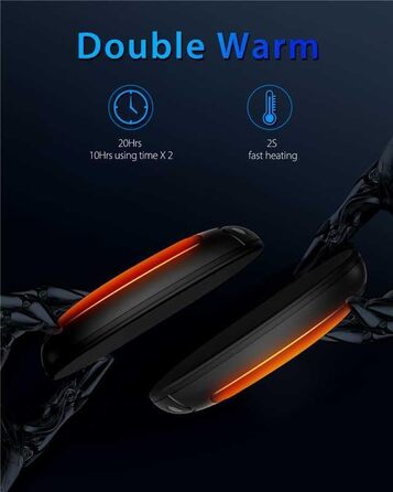 Електричні грілки для рук VTHW, набір 2 шт. - 20 годин тепла, USB, 3 температурні режими, для спорту та Raynaud's, помаранчевий