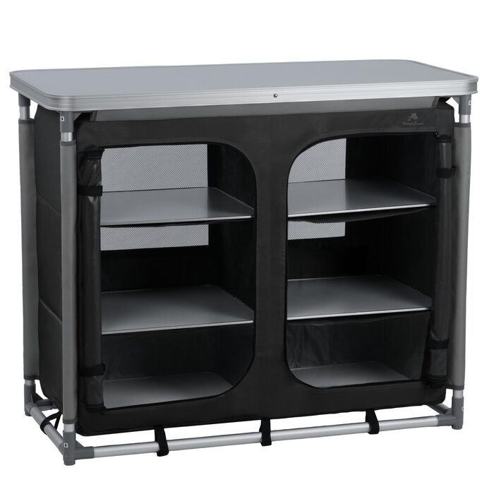 Складний шафа для кемпінгу CampFeuer 102x47x83.5 см, алюмінієвий каркас, кемпінгова кухня з 2 блискавками