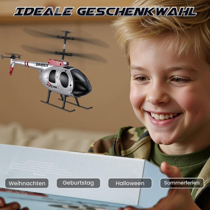 SIMREX Радіокерований гелікоптер 2.4 GHz, 2 режими швидкості, 20 хв польоту, для хлопчиків та дівчаток, іграшка для дітей