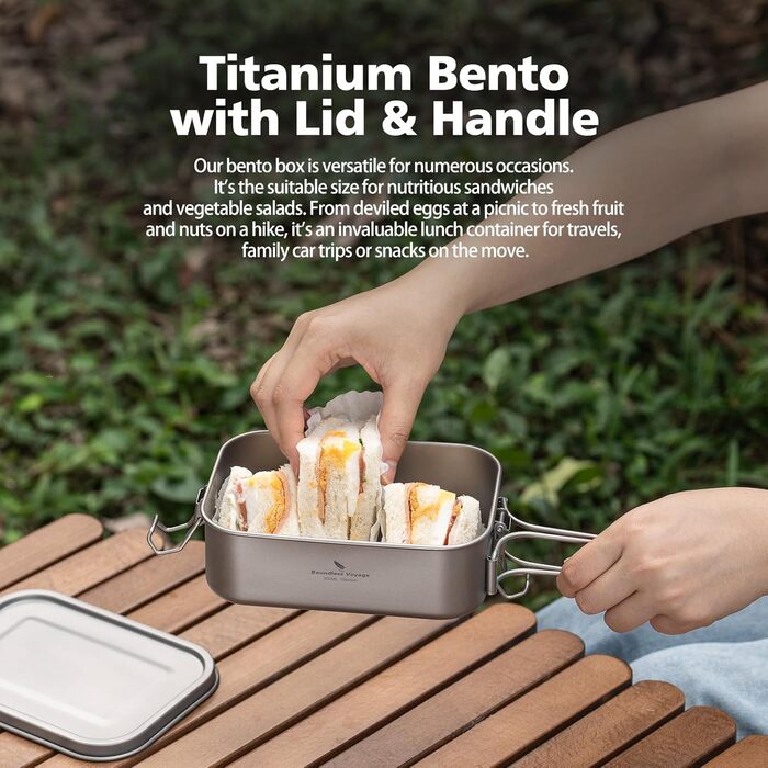Ланчбокс iBasingo 800 мл з кришкою та ручкою – герметичний бенто-контейнер для кемпінгу, відпочинку та офісу. Харчовий посуд для їжі на винос – придатний для миття в посудомийній машині. Модель Ti2081C