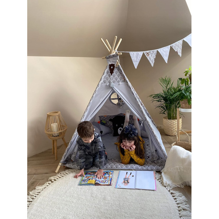 Дитячий намет Izabell Tipi з вікном, коричневий