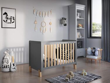 Дитяче ліжко-приліжкове Love For Sleep 120x60 з матрацом з піною Aloe Vera сірого кольору, дуб Francis. Ліжко для новонароджених, збірна конструкція, збірка за 5 хвилин.