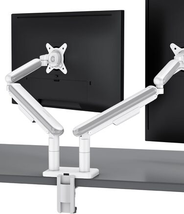Кріплення для монітора Desktronic, до 32 дюймів, 8 кг, 360° обертання, регулювання висоти, міцна конструкція, проста установка, для великих моніторів, ергономічне, VESA 75/100 (білий, ДВОЙНЕ)