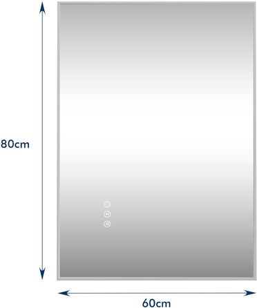 LED-дзеркало для ванної кімнати 60x80 см з підсвічуванням, сенсорне керування, регулювання яскравості, 3 кольори світла, антизапар, водонепроникність IP44, горизонтальне/вертикальне встановлення