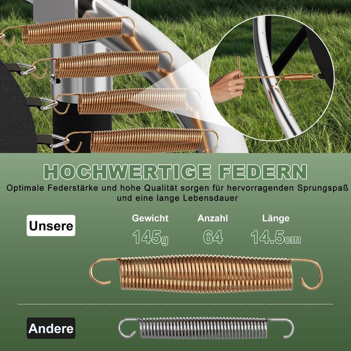 Батут садовий Flamaker Ø305 см з захисною сіткою, каркас сталевий, до 150 кг, для дітей та дорослих, чорний