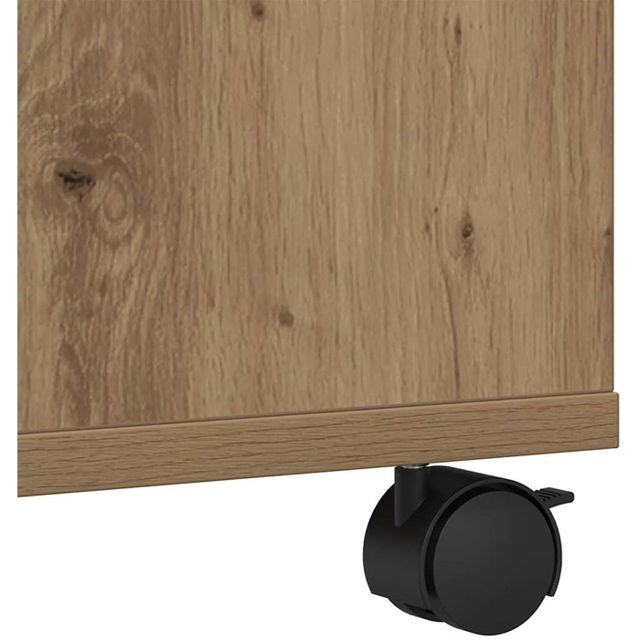 Підставка для принтера на колесах з місцем для зберігання, білий ДСП (дуб ручної роботи)