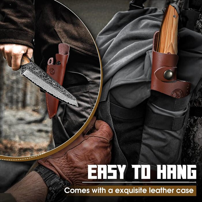 Ніж кухарський Damast від TAN REN, професійний ніж з дамаської сталі, з подарунковою коробкою, ручної роботи, для м'яса, надзвичайно гострий