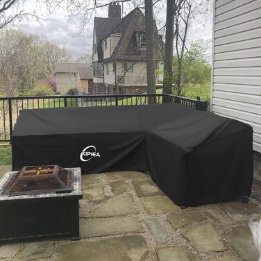 Водонепроникний чохол для сауви L-подібної форми Kipiea, 420D, для саду, захист від вітру, 250x250x85x78 см / 250x200x85x78 см