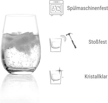 Склянки Штельцле-Лаузіц I Набір склянок для пиття 6 (465 мл) I Набір склянок для миття в посудомийній машині I Набір склянок для пиття з високою стійкістю до розбивання
