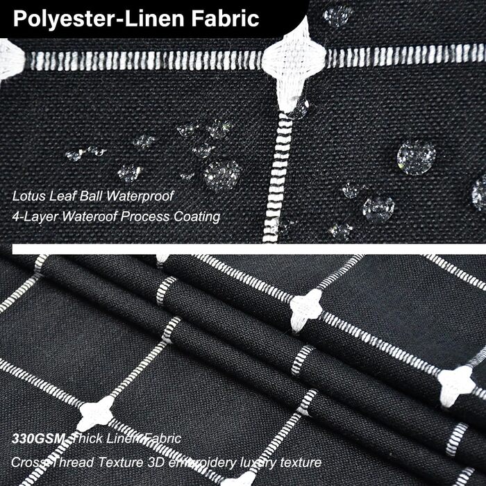 Шторка для душу сіро-зеленого кольору - сільський бохо-сучасний стиль, тканина льон, для ванної кімнати, вінтажний стиль, міцна, комплект зі бахромою, стильна богемна шторка для душу, 48x72 дюйми (121.9 x 182.9 см, 1 шт., чорний)