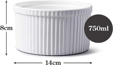 Кубок світу Bartleet & Sons 1750 T178 традиційна порцелянова миска для суфле, діаметр, ємність 1,6 л, Білий (14 см)