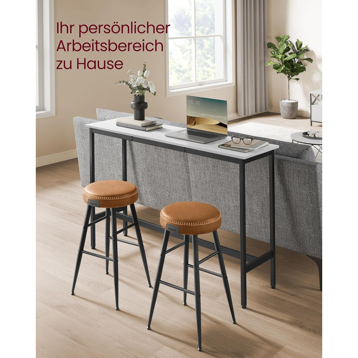 Барний стіл VASAGLE LBT140B73: промисловий дизайн, металевий каркас, 140 см, білий & чорний