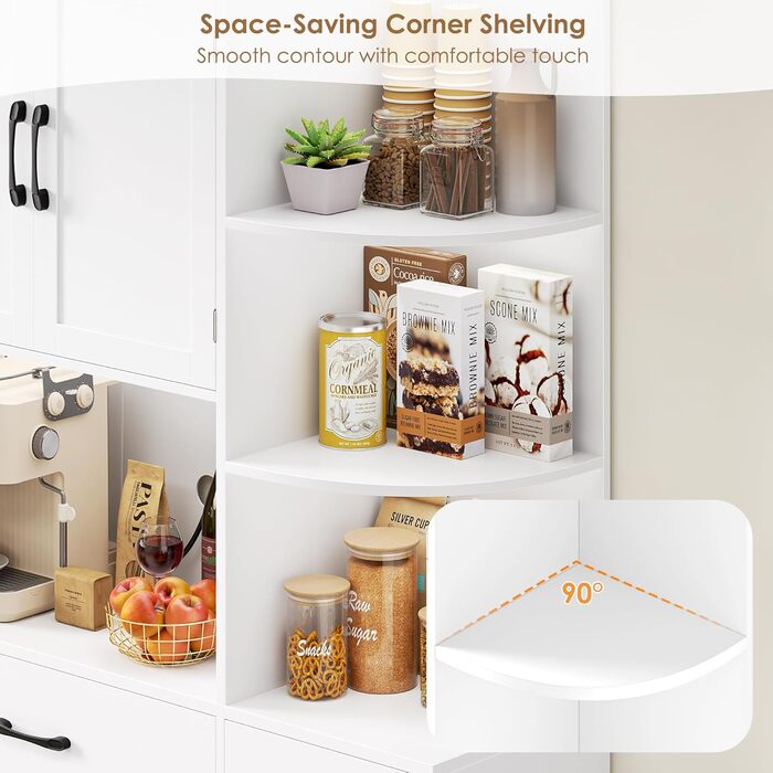 Кухонна шафа HOCSOK з 5 дверцятами, буфет, комод-бійлер, полиці, 2 шухляди, 177 x 104 x 34 см