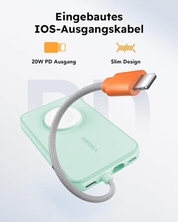 Вт PD, 5000 мАг, кабель Apple, Apple Watch Зарядка, USB-C, LED-дисплей (зелений), 20