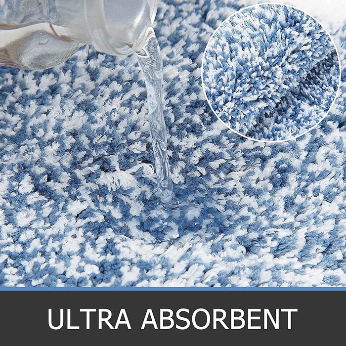 М'який килимок для ванної кімнати Pauwer, комплект з 3 шт., мікрофібра, вбираючий, антиковзаючий, синій (45x65 + 45x120 + 50x60 см)