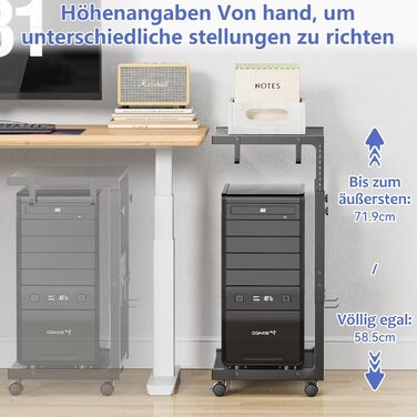 Підставка для комп'ютера Jane Eyre - регульована стійка для системного блоку, чорна