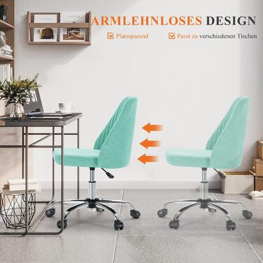 Офісний стілець Refined Living без підлокітників, комп'ютерний стілець на роликах, ергономічний, до 113 кг (зелений)