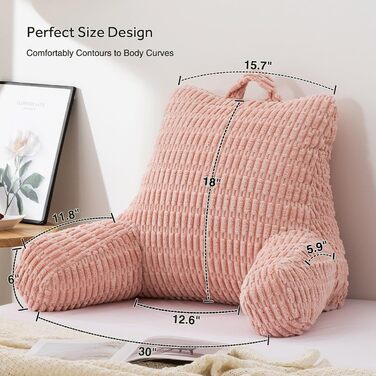 Крісло-мішок Holawakaka для читання та відпочинку з підлокітниками та спинкою, велике, рожеве