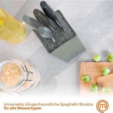 Набір ножів MasterChef 5-ти частинний: кухонний, для хліба, сатокі, овочевий, універсальний, з нержавіючої сталі, чорний, з м'якими ручками