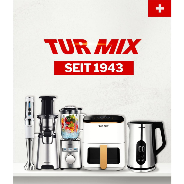 Блендер заглибний бездротовий Turmix Stabmixer CX 422 з місткістю, подрібнювачем та підставкою - 1800W Li-Ion