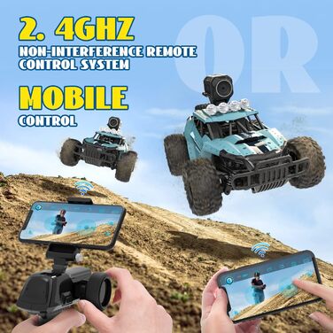 RC Truck DEERC 1:16 з камерою 1080P, WiFi, 2 акумулятори, 60 хв роботи, позашляховик для дітей та дорослих (36W)