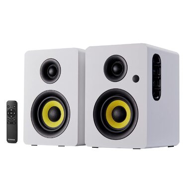 Sanyun SW206: 4-дюймові Hi-Fi акустичні колонки з режимом Studio, 80W, Bluetooth 5.4, USB DAC, для програвачів, TV, PC, MDF корпус, білі