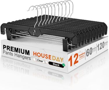 Кліпси для штанів House Day, 12 шт, 35 см, пластикові вішалки для штанів, спідниць, джинсів, шортів та легінсів, з обертовим гачком 360°