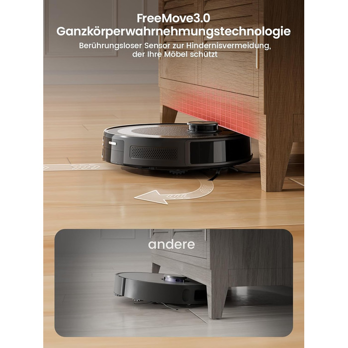 Робот-пилосос LEFANT M2 з функцією миття, 6000Pa, LiDAR-навігація, зони заборони, 140 хв, багатоступінчасте мапування, для тварин, килимів та твердих підлог (M2S-B)